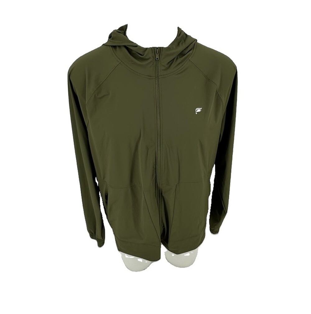 Fabletics Large ? Men The One Jacket Full Zip Hooded Active In Dark Olive W11v